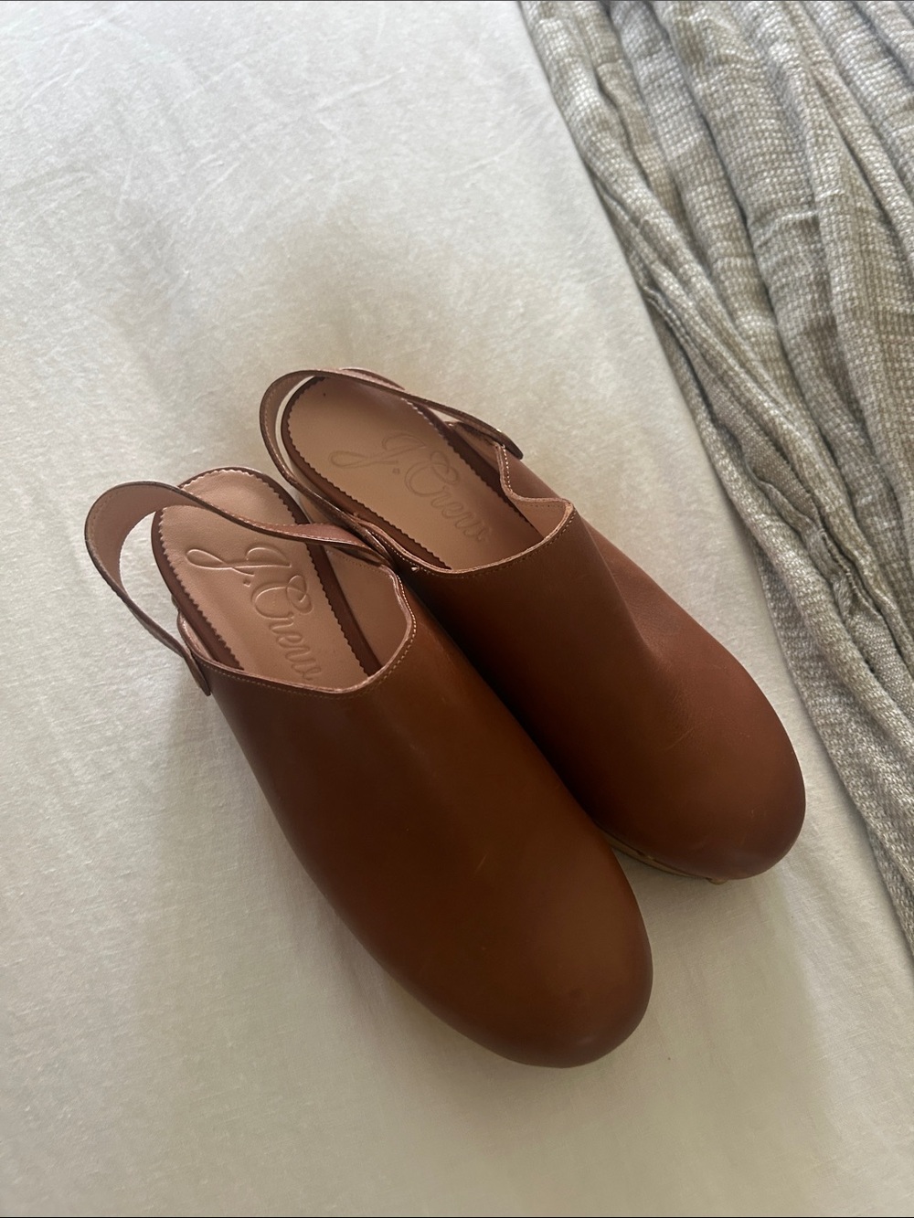 J. Crew Chestnut Brown Leather Slingback Mule Clogs